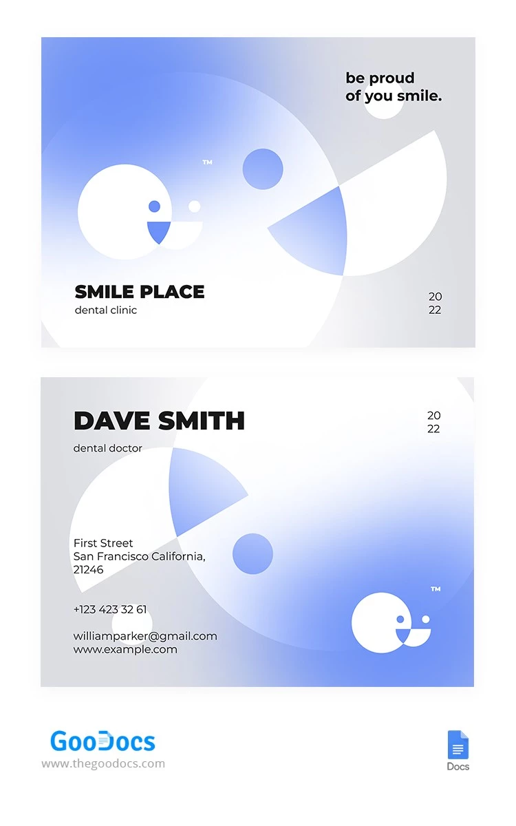 Gradient Dental Business Card - free Google Docs Template - 10064935