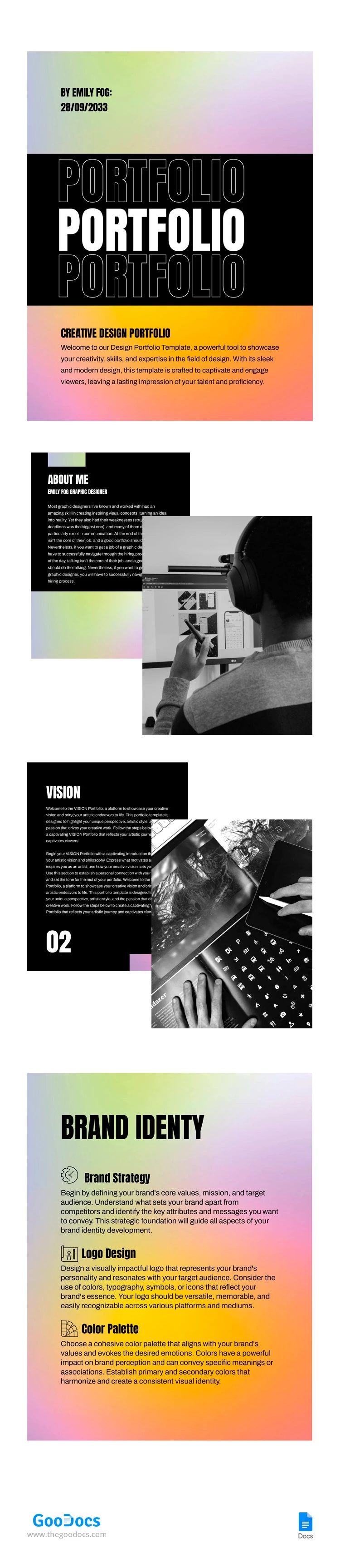 Gradient Design Portfolio -> Portfolio mit Verlaufsmuster - free Google Docs Template - 10066186