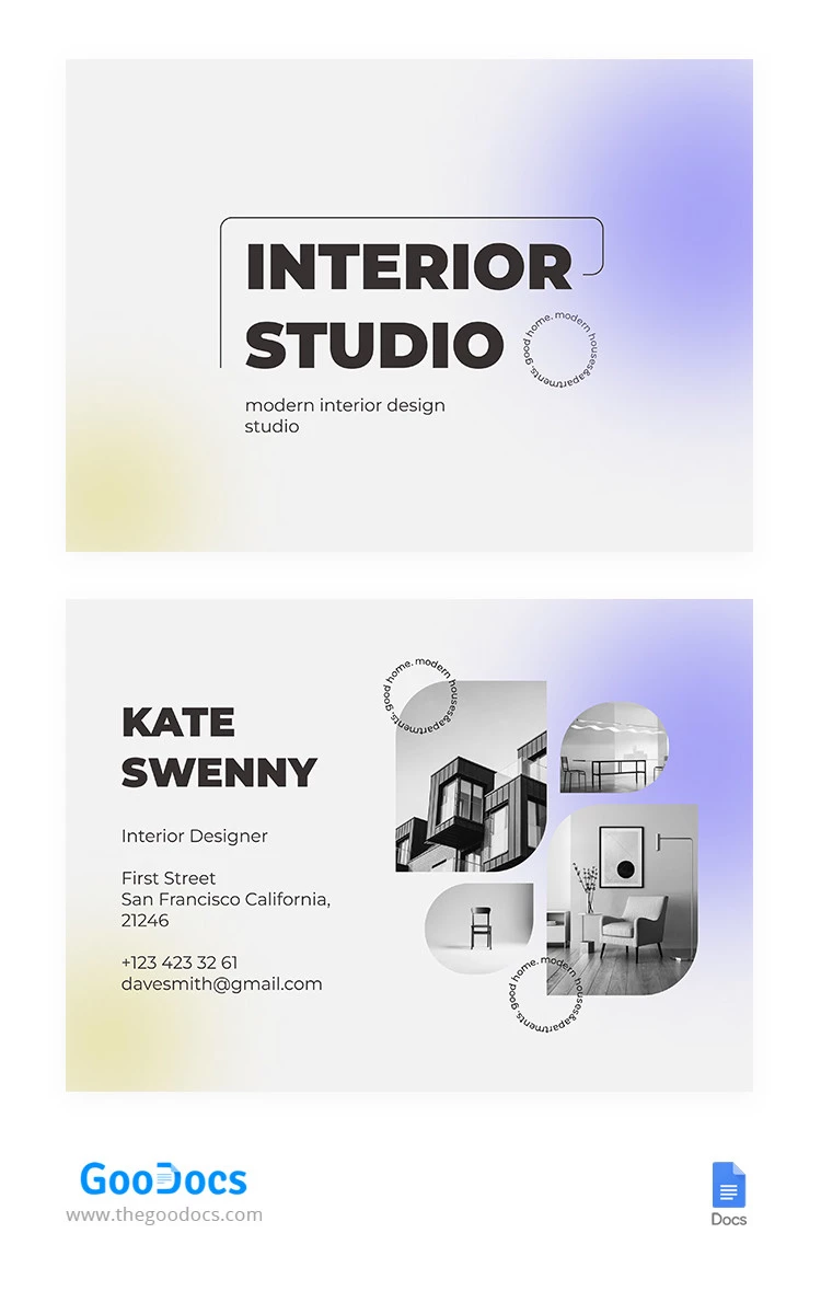 Cartões de visita Interior Gradiente - free Google Docs Template - 10065312