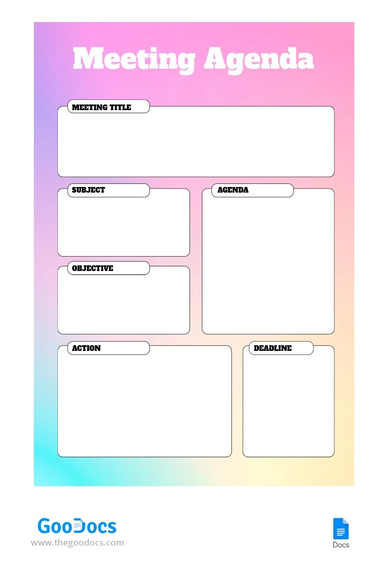 Ordre du jour de la réunion de dégradé - free Google Docs Template - 10065074