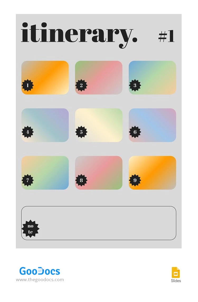 Gradient Modern Itinerary - free Google Docs Template - 10063044