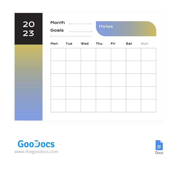 Gradient Monthly Schedule - free Google Docs Template - 10065186