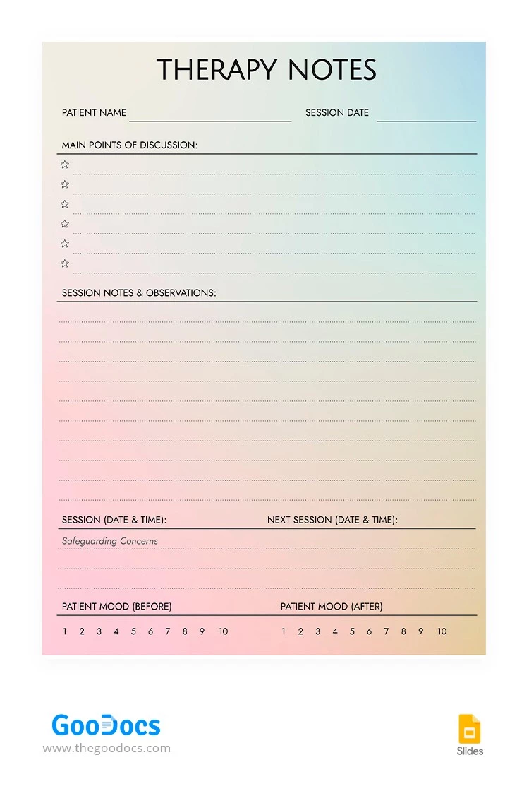 Gradient Therapy Notes - free Google Docs Template - 10065757