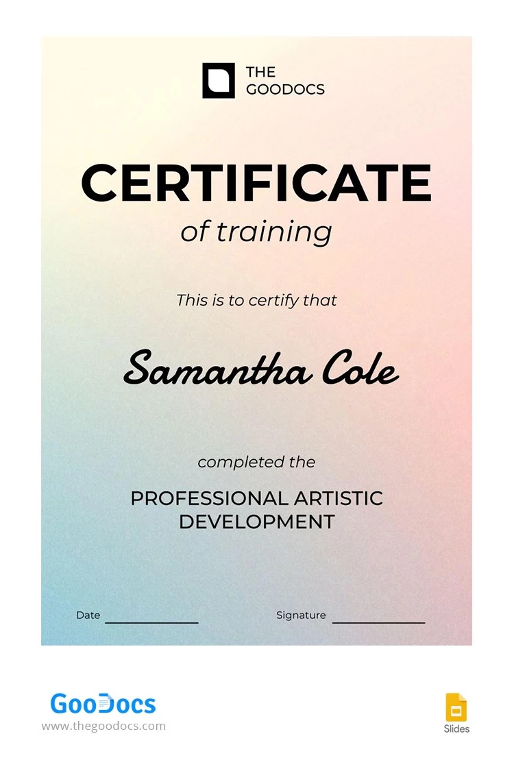 Gradient Training Certificate - free Google Docs Template - 10064472