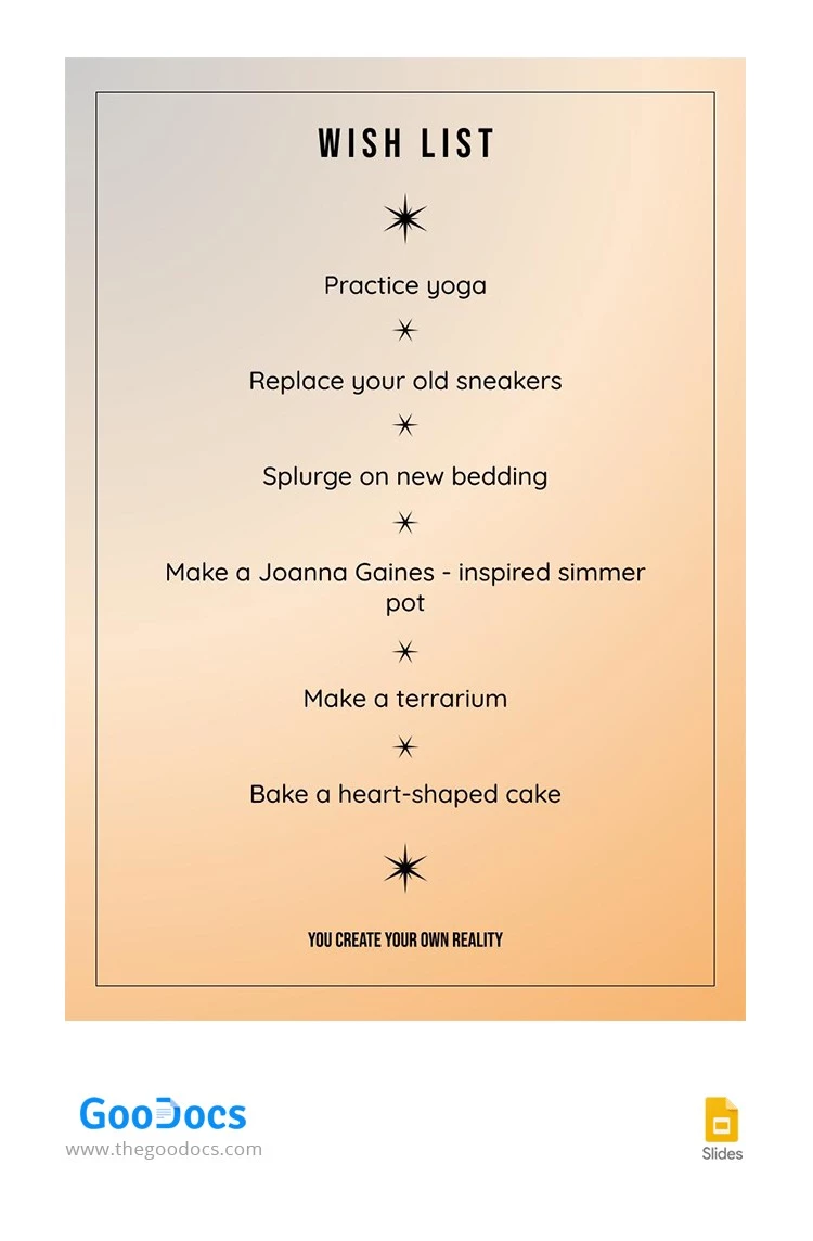 渐变愿望清单 - free Google Docs Template - 10063754