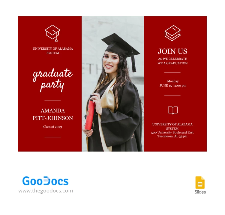 Invitación Roja de Graduación - free Google Docs Template - 10067118