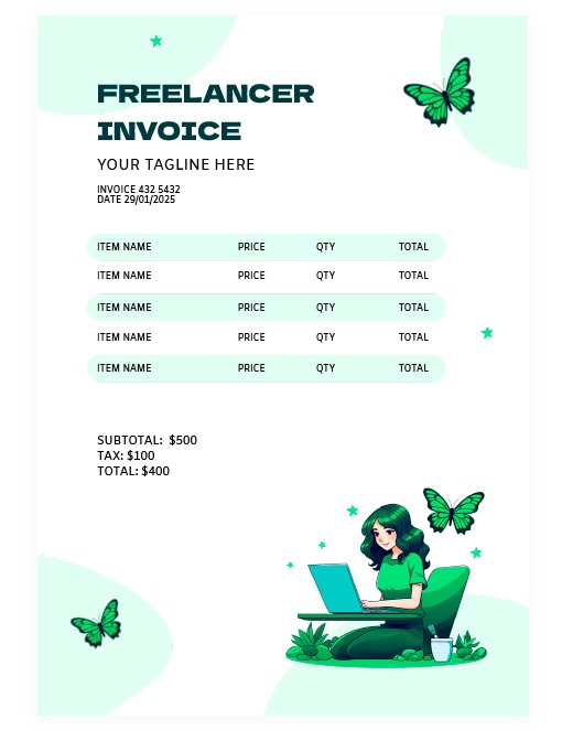 Free Graphic Freelance Invoice Template | thegoodocs.com