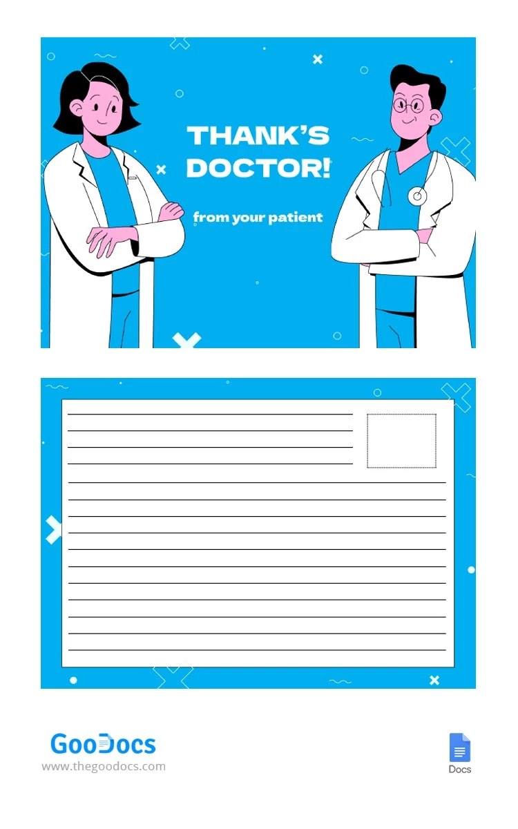 Gratitudine alla cartolina del Dottore - free Google Docs Template - 10064607