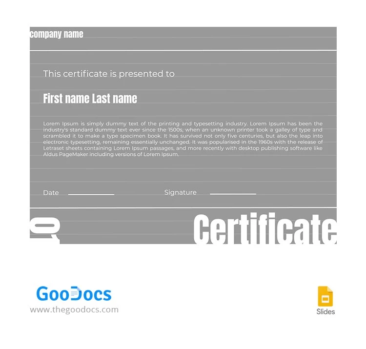 Certificato grigio - free Google Docs Template - 10062686