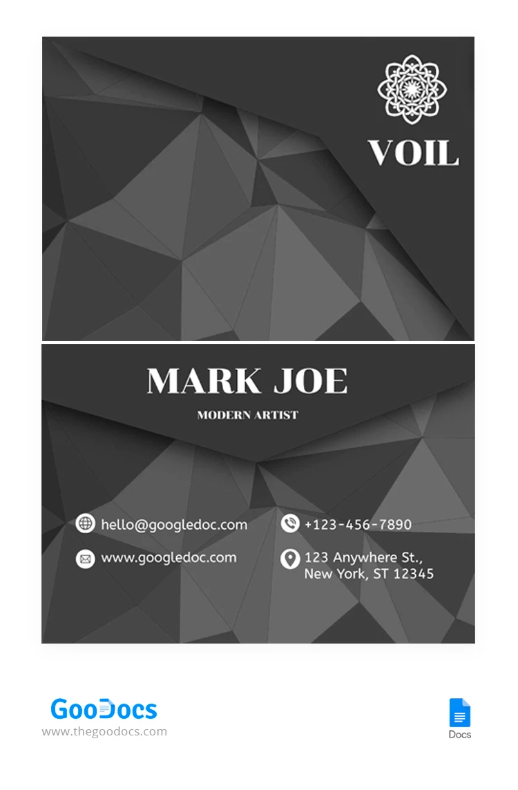 Gray Modern Business Card - free Google Docs Template - 10066627