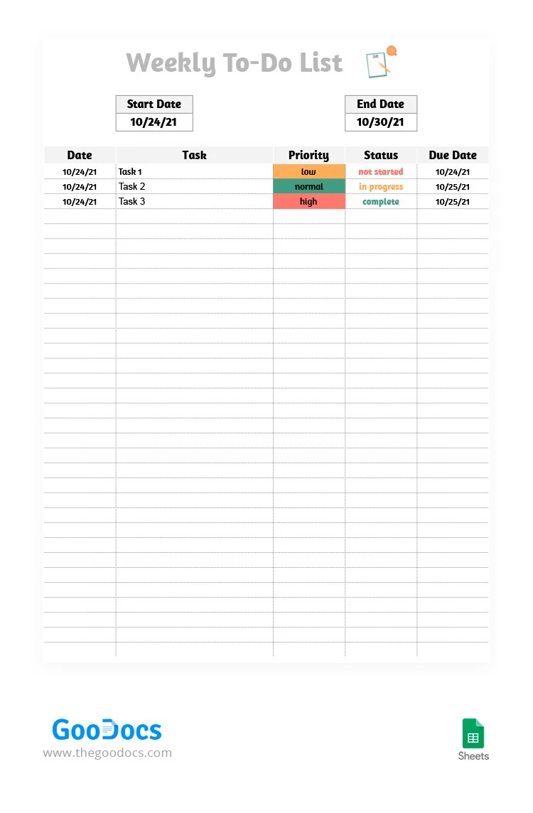 Lista de tareas semanales en gris. - free Google Docs Template - 10062192