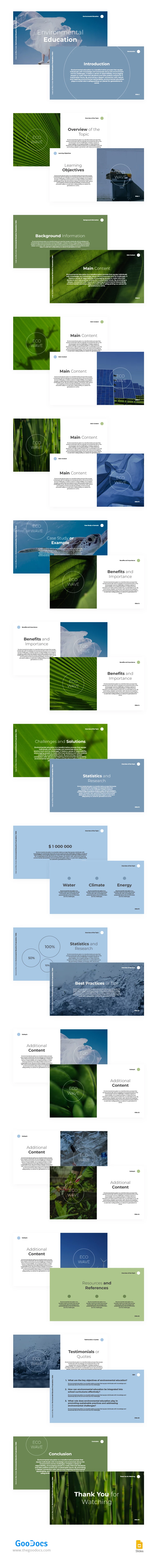 Educazione ambientale moderna in verde e blu - free Google Docs Template - 10066989
