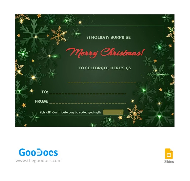 Green Christmas Certificate - free Google Docs Template - 10064829