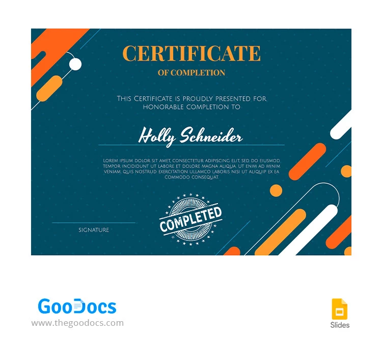 Green Completion Certificate - free Google Docs Template - 10065521
