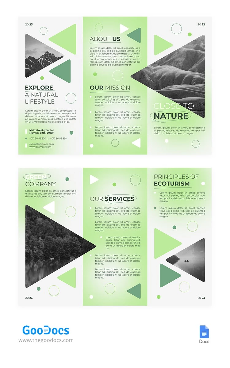 Brochure verte et cool sur la nature - free Google Docs Template - 10065890