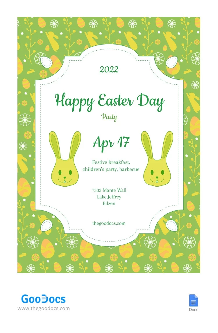 Invitation pour la Journée de Pâques verte - free Google Docs Template - 10063508