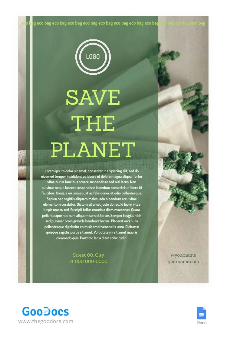 Folheto Ecológico Verde - free Google Docs Template - 10063563