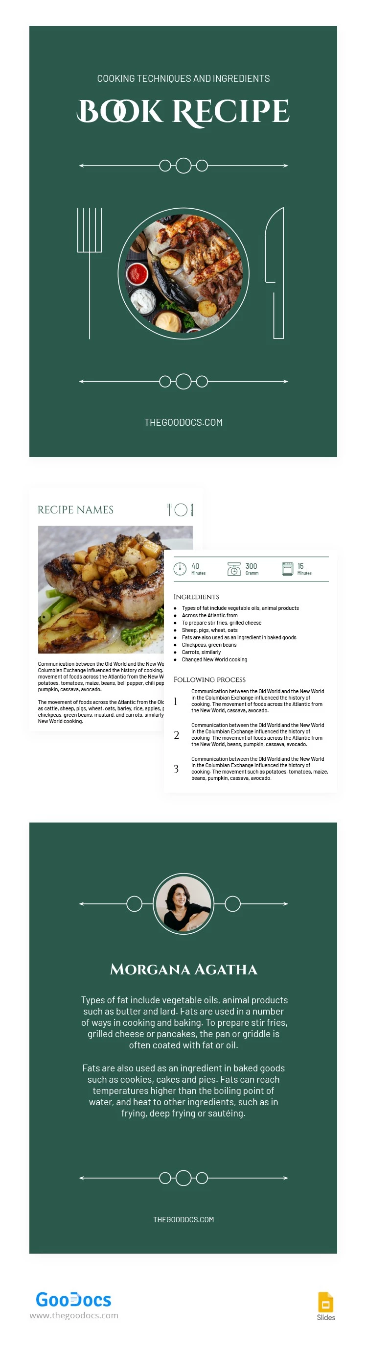 Green Elegant Book Recipe - free Google Docs Template - 10065091