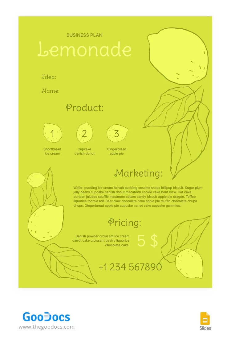 Green Lemon Business Plan - free Google Docs Template - 10063957