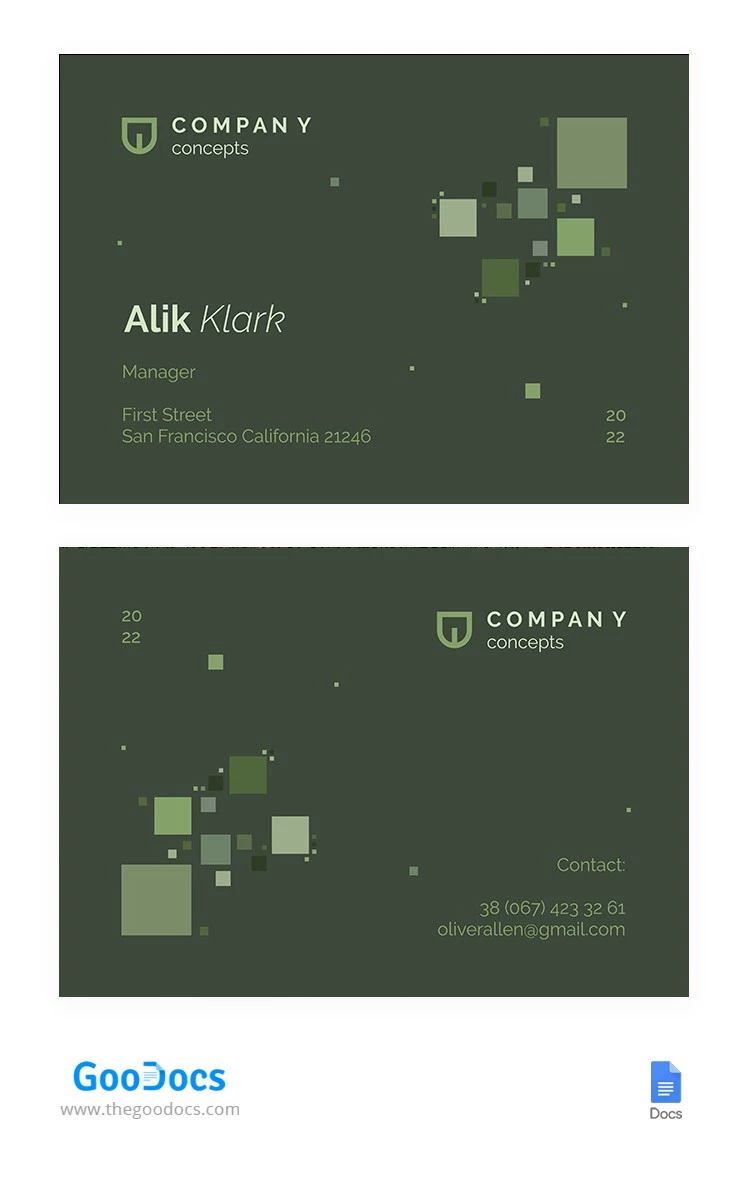 Green Military Business Card - free Google Docs Template - 10064650