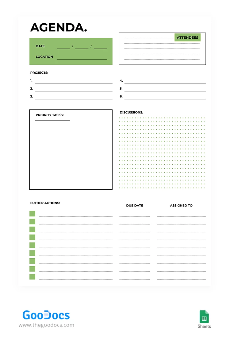 Green Simple Agenda - free Google Docs Template - 10067721