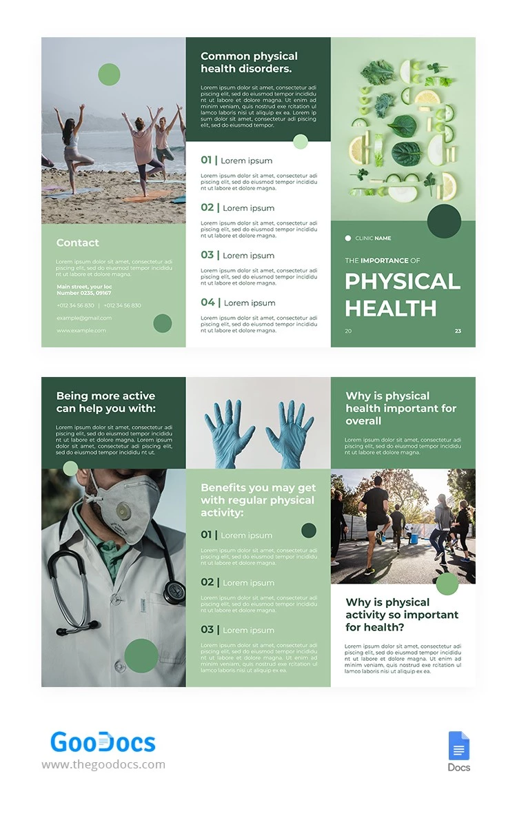 Opuscolo Green Modern Health - free Google Docs Template - 10065840