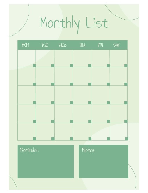 Free Monthly List Templates In Google Docs, Google Sheets | Thegoodocs.com