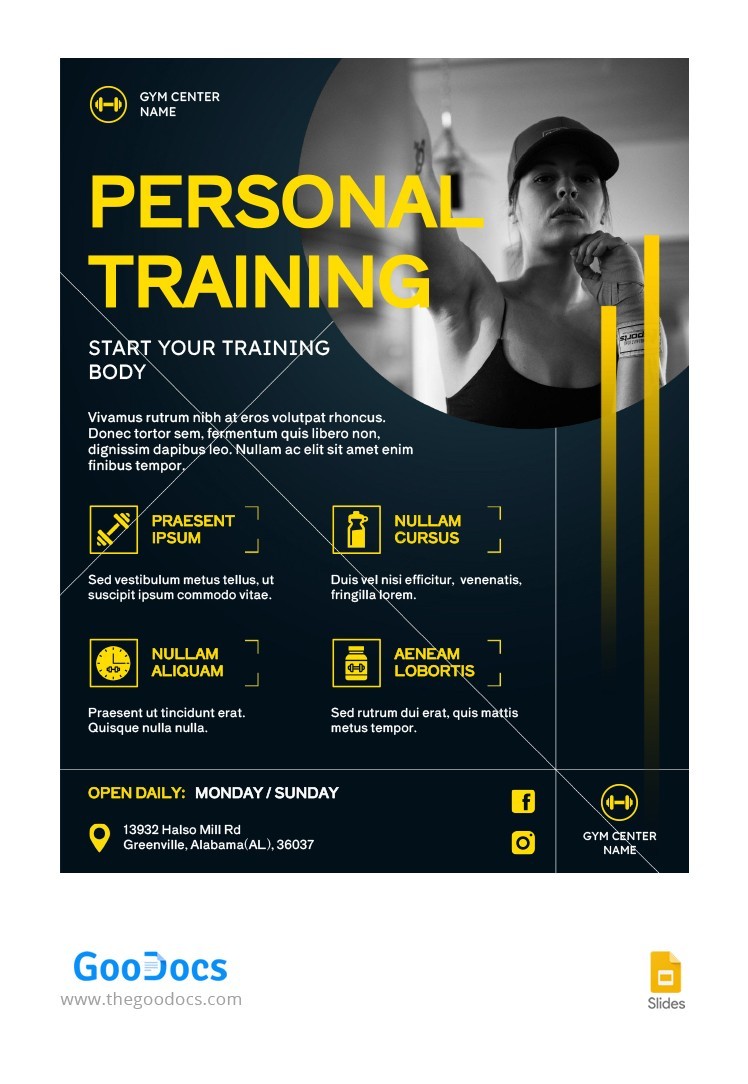 Green Personal Training Flyer Template In Google Slides