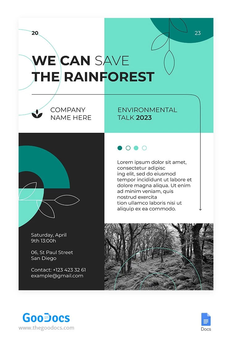 Folheto verde de proteção florestal - free Google Docs Template - 10066129