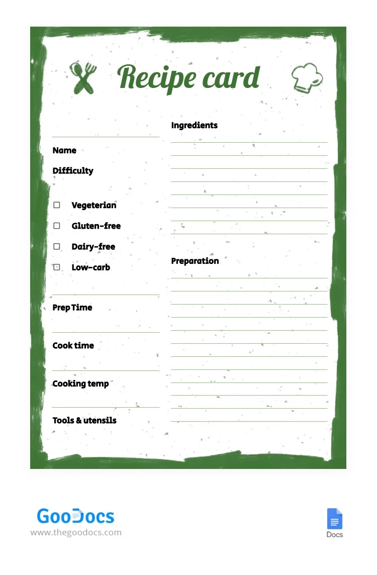 Ricetta Verde - free Google Docs Template - 10062310