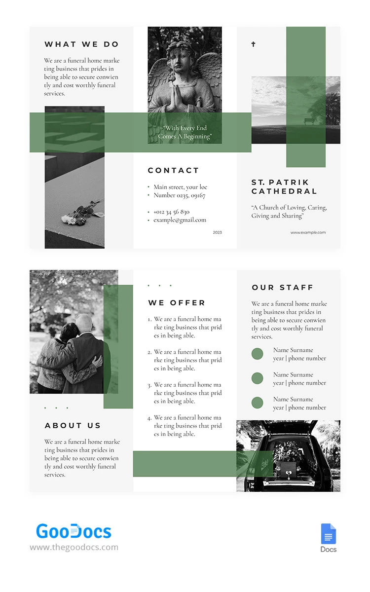 Green Simple Funeral Brochure - free Google Docs Template - 10066289