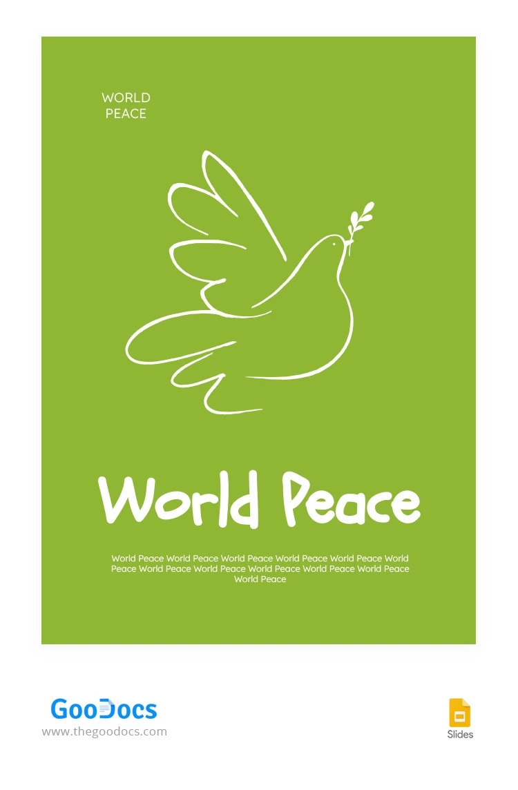 Folheto da Paz Mundial Verde - free Google Docs Template - 10063802