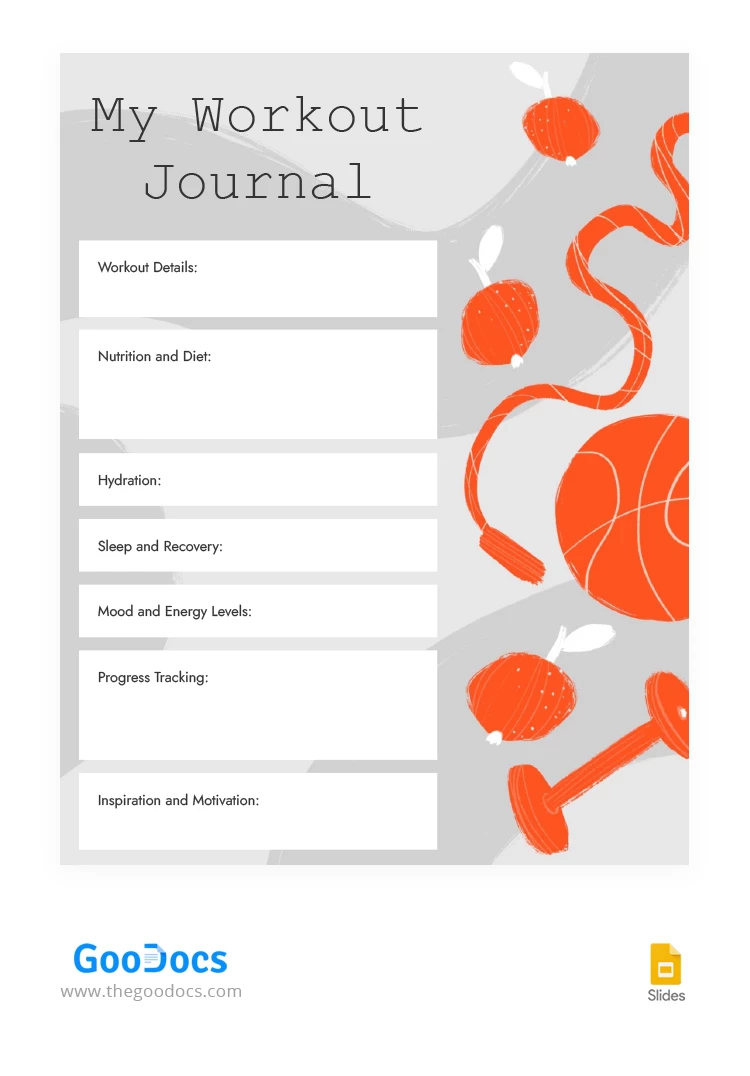 Grey and Orange Workout Journal - free Google Docs Template - 10066949