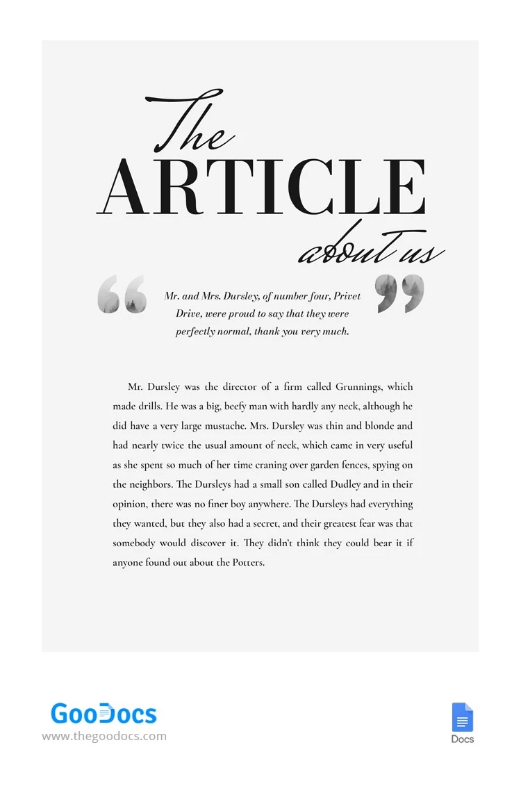 Article gris - free Google Docs Template - 10062697