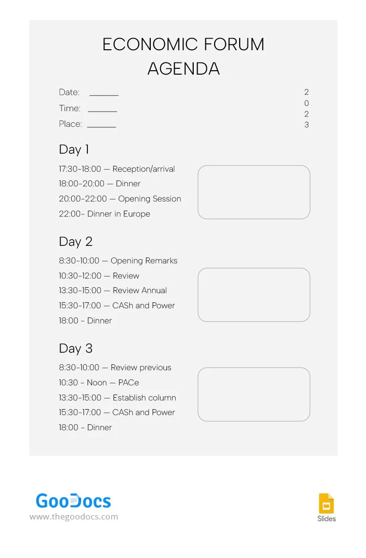 Agenda di conferenza minimalista grigia della presentazione - free Google Docs Template - 10065259