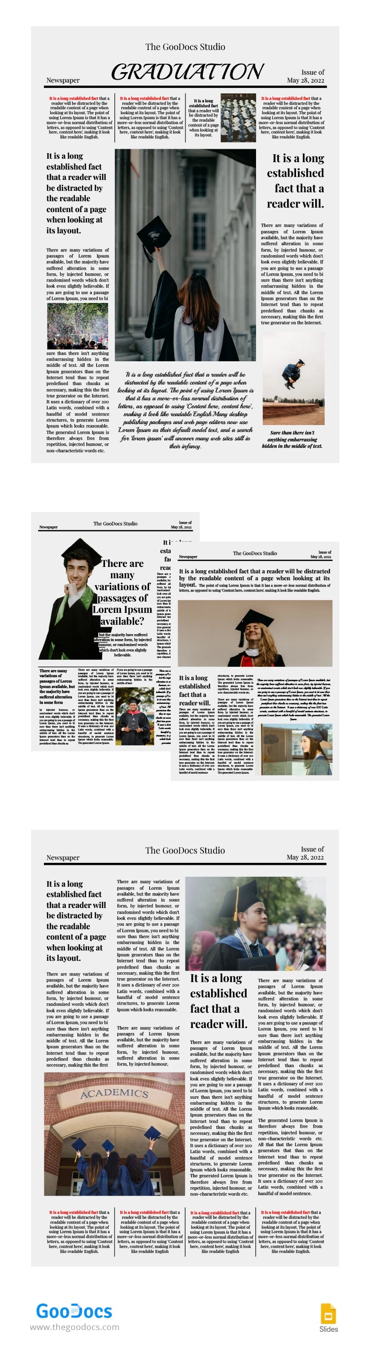 Grey Graduation Newspaper - free Google Docs Template - 10064088