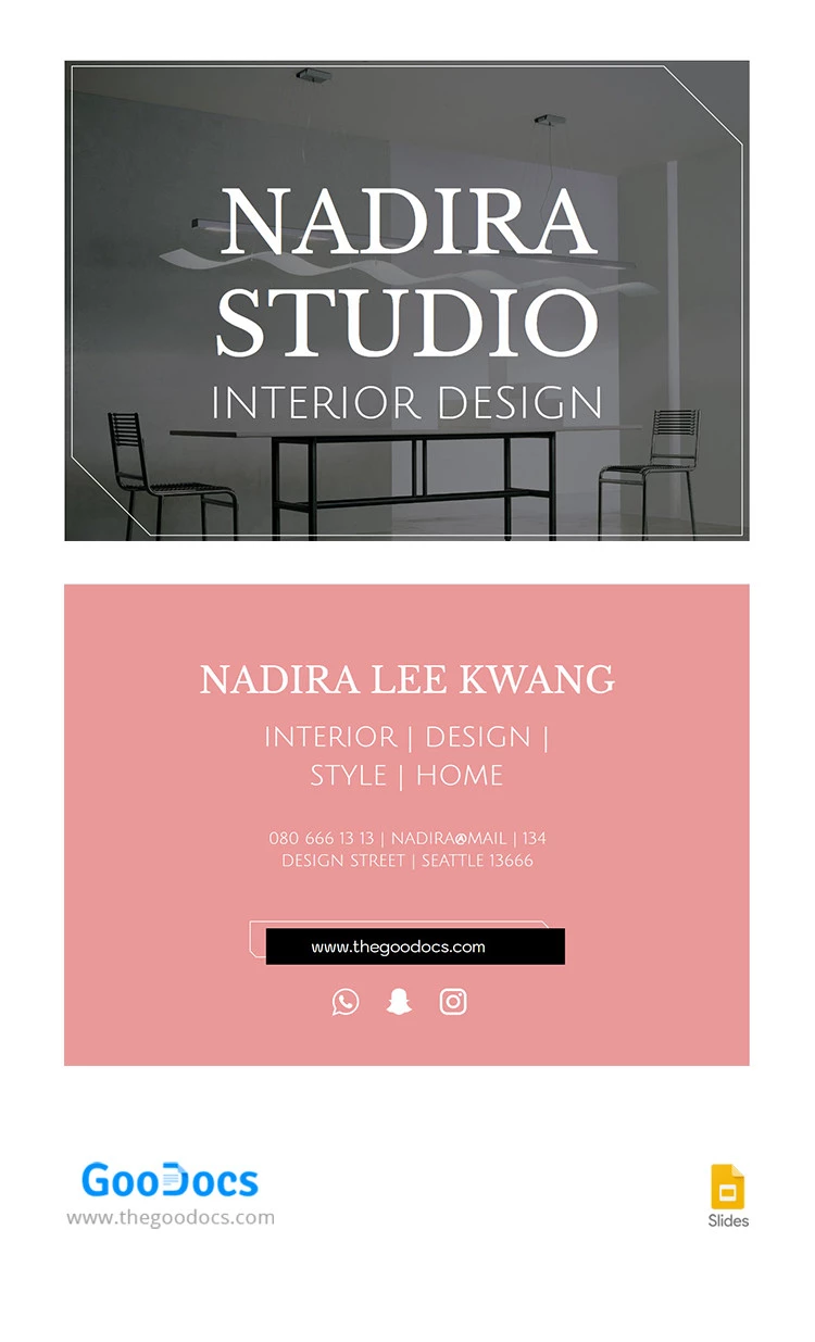 Cartão de visita de designer de interiores cinza. - free Google Docs Template - 10065589