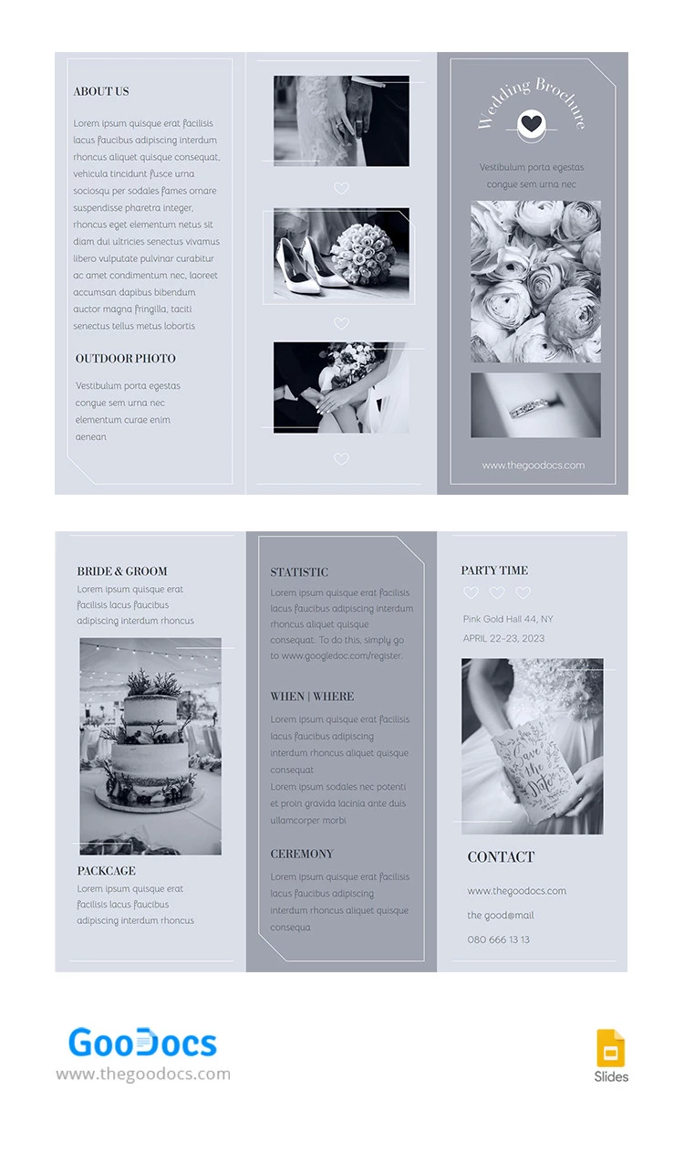 Brochure di nozze minimalista grigio - free Google Docs Template - 10065593