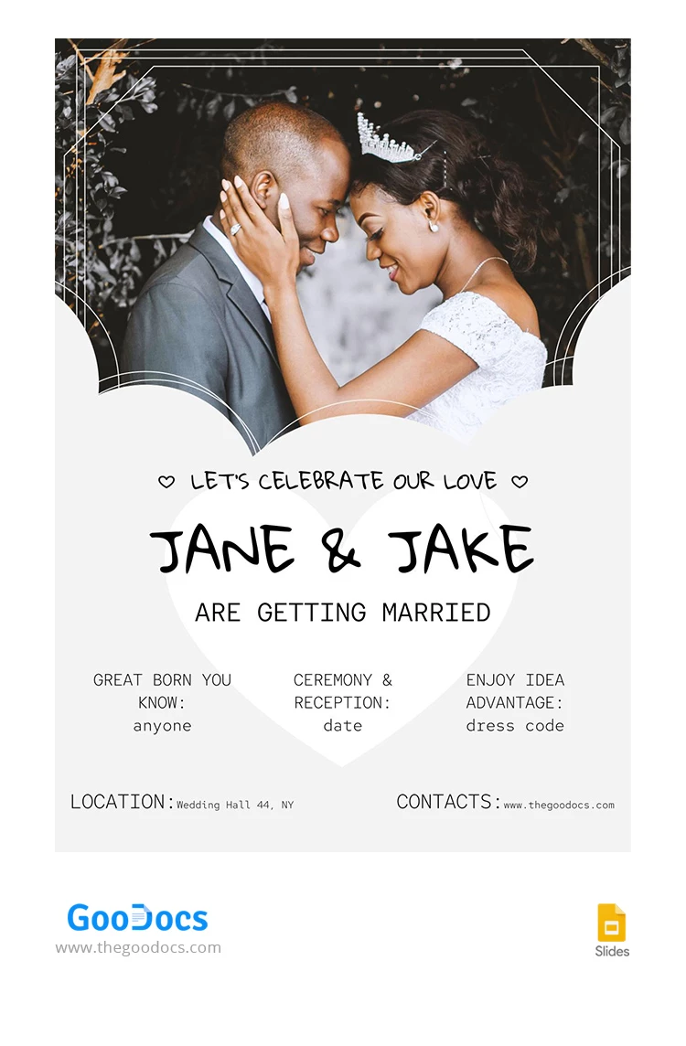 Poster de bienvenue minimaliste gris pour mariage - free Google Docs Template - 10066583