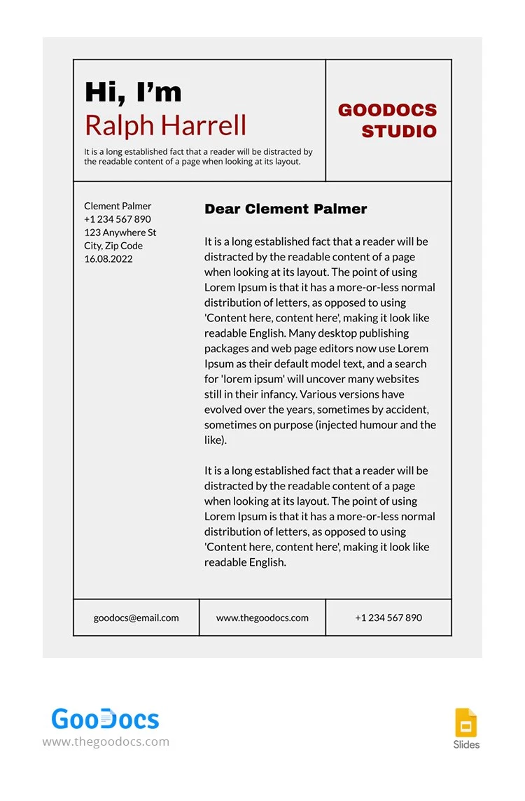 Grey Modern Cover Letter - free Google Docs Template - 10064447