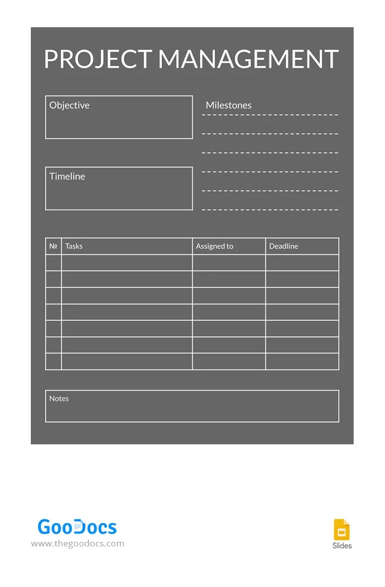 Gestion de projet simple en gris - free Google Docs Template - 10063335