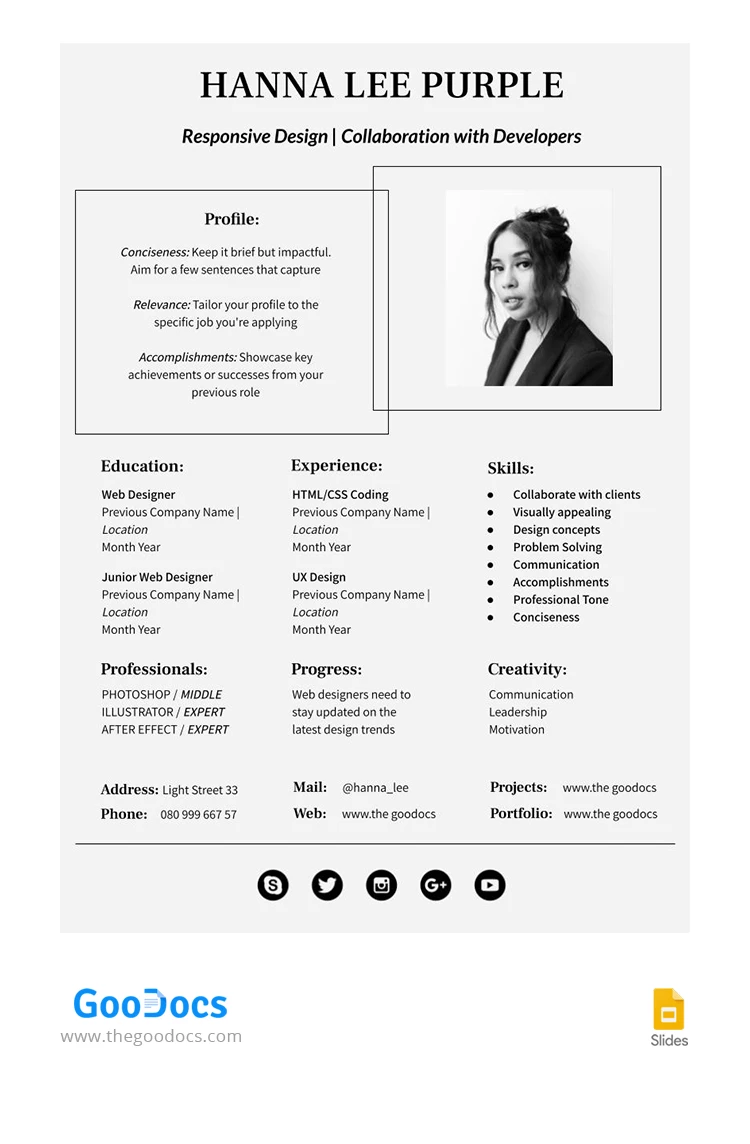 Grey Simple Resume - free Google Docs Template - 10067857