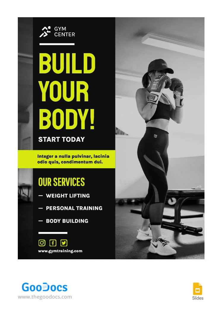 Gym Flyer with Colour Accent - free Google Docs Template - 10065679