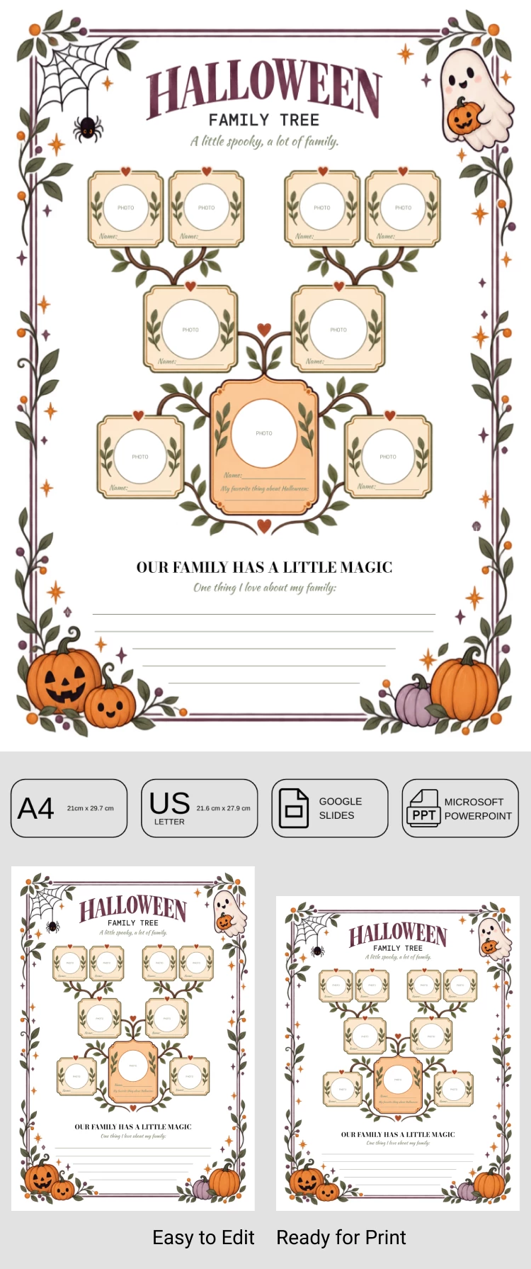 Preview of Halloween Family Tree Template for Google Slides and Microsoft PowerPoint