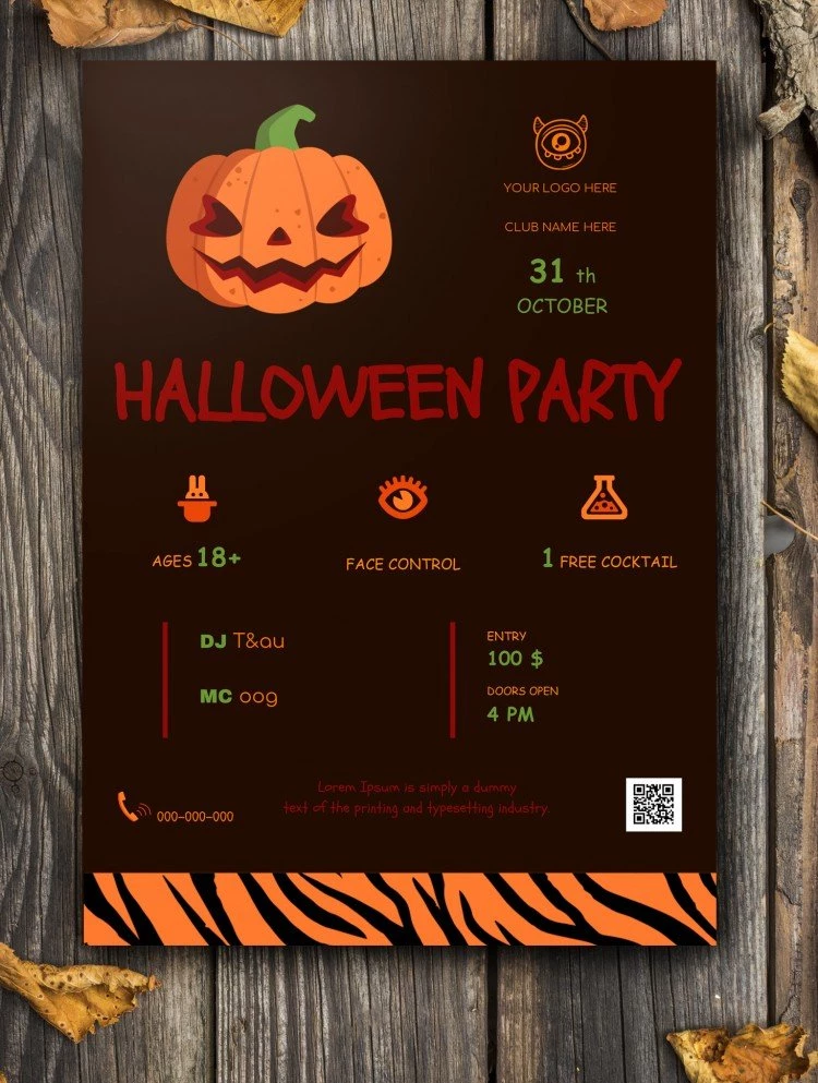 Gruseliger Halloween-Flyer - free Google Docs Template - 10061562