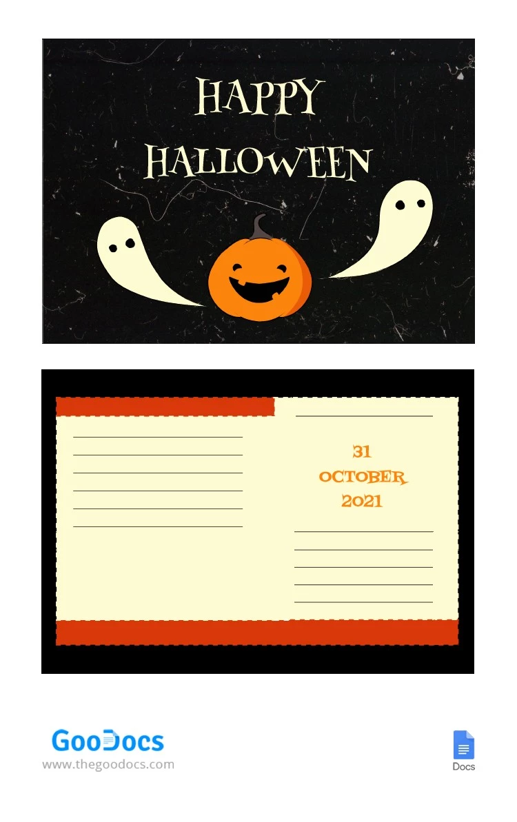 Tarjeta postal de saludo de Halloween - free Google Docs Template - 10062245