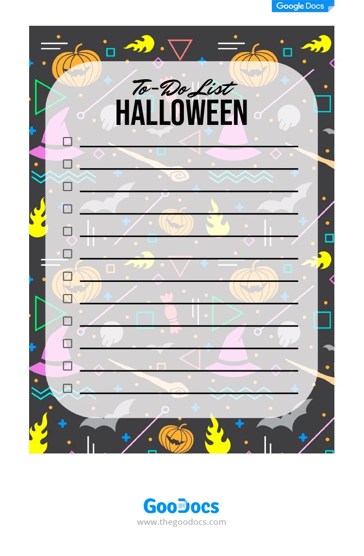 Lista de tarefas do Halloween - free Google Docs Template - 10062065