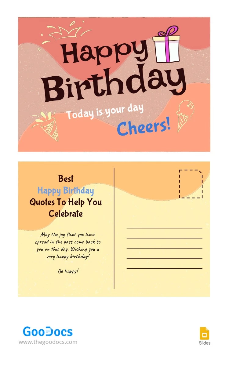 Cartão Postal de Feliz Aniversário - free Google Docs Template - 10064535