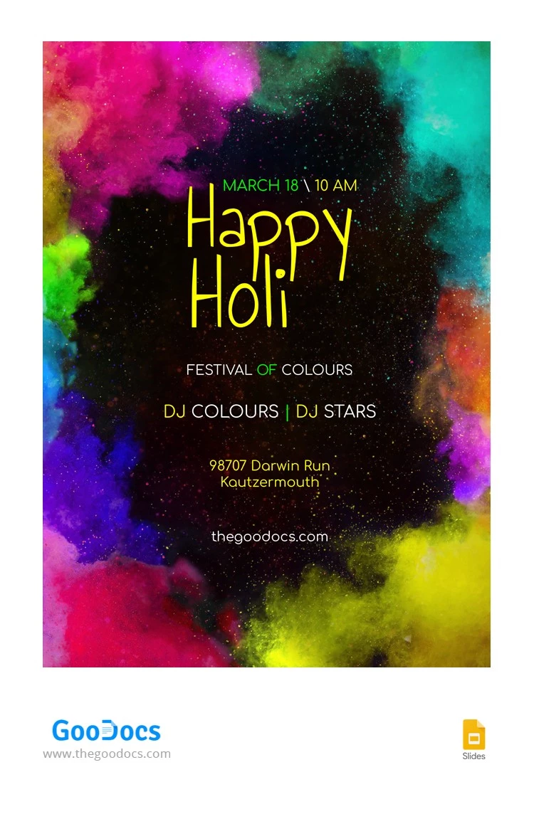 Happy Colours Holi Flyer - free Google Docs Template - 10063528