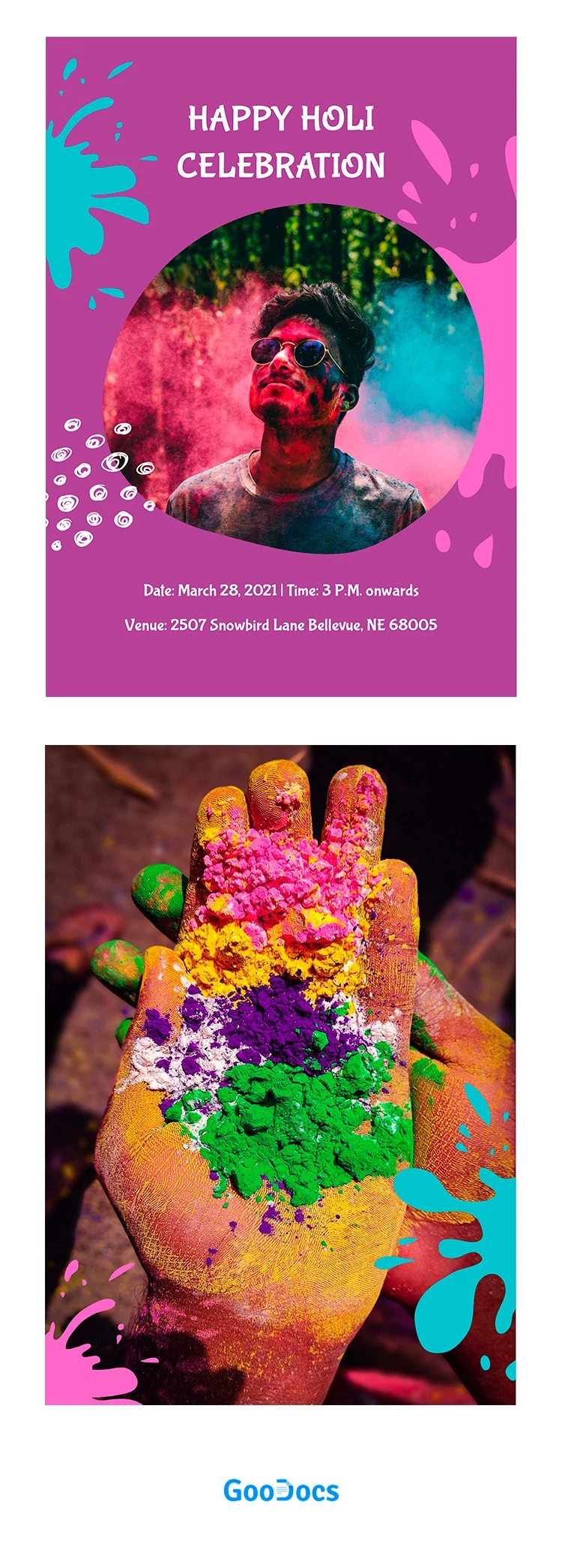 Happy Holi Invitation - free Google Docs Template - 10061960